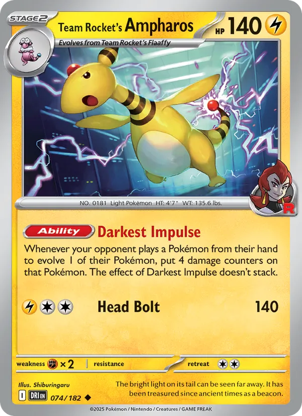 Team Rocket's Ampharos 074 – Non-holo