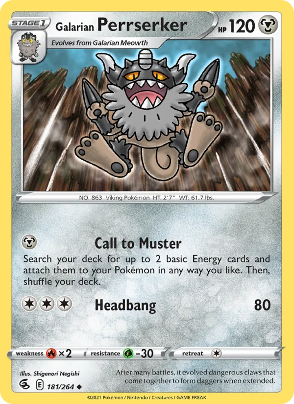 Galarian Perrserker 181 – Non-holo