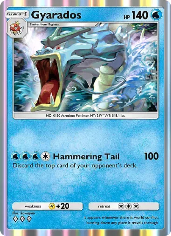 Gyarados card art (Mega Rising set) illustrated by kawayoo