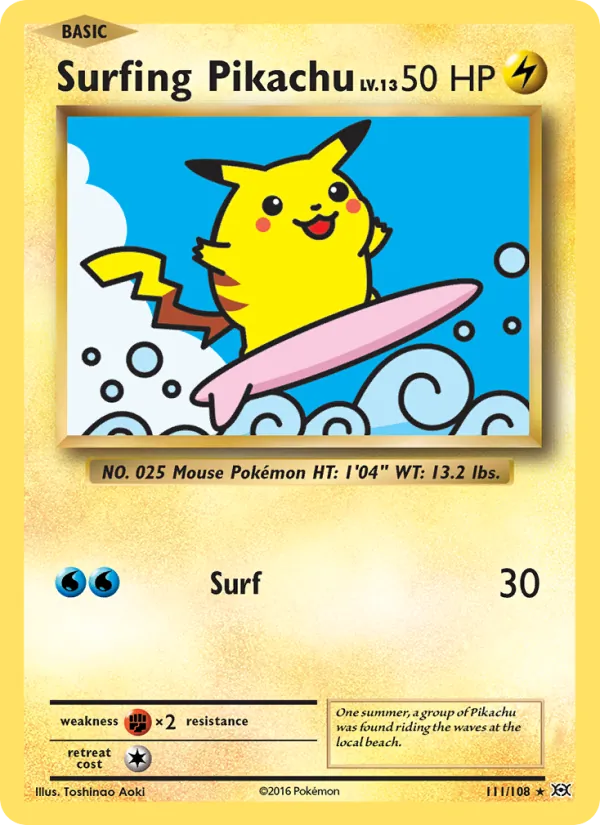 Surfing Pikachu 111 – Non-holo