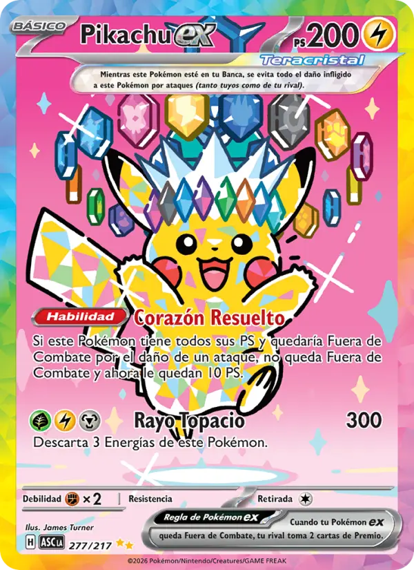 Pikachu ex from Ascenso Heroico Spanish (LATAM) Pokemon card