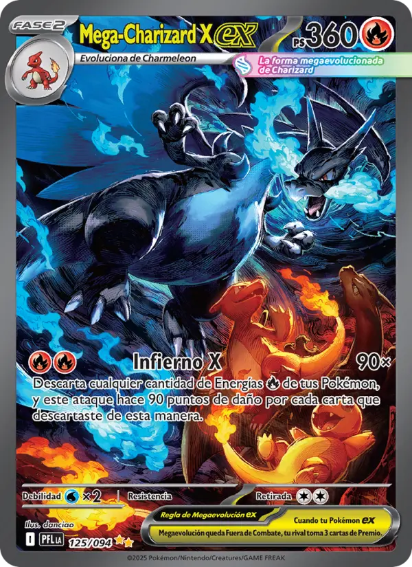 Mega-Charizard X ex from Llamaradas Fantasmales Spanish (LATAM) Pokemon card