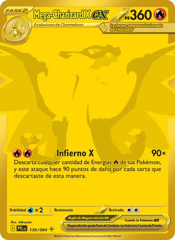 Mega-Charizard X ex from Llamaradas Fantasmales Spanish (LATAM) Pokemon card