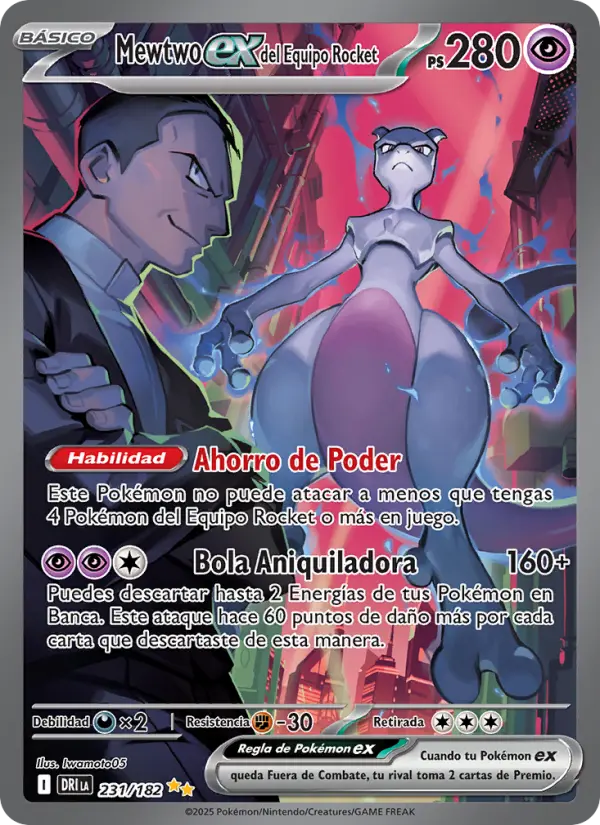 Mewtwo ex del Equipo Rocket from Rivales Predestinados Spanish (LATAM) Pokemon card