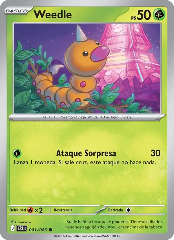 Weedle Pokemon card