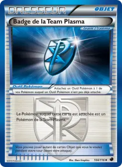 Photo carte Pokemon Badge de la Team Plasma Glaciation Plasma 104/116