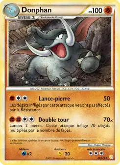 Photo carte Pokemon Donphan HeartGold SoulSilver 40/123