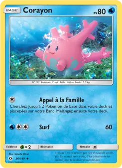 Photo carte Pokemon Corayon Soleil et Lune 36/149