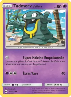 Photo carte Pokemon Tadmorv d’Alola Soleil et Lune 57/149