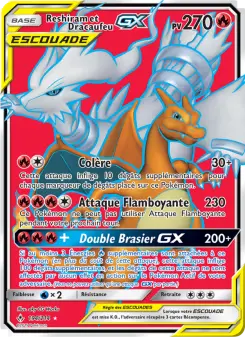 Carte Pokémon Reshiram et Dracaufeu GX