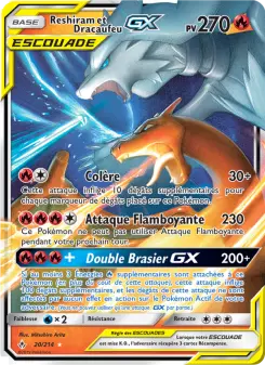 Carte Pokémon Reshiram et Dracaufeu GX