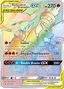 Carte Pokémon Reshiram et Dracaufeu GX