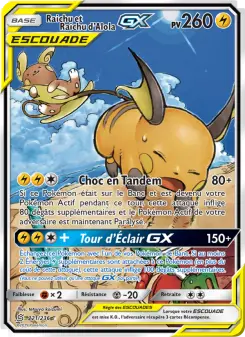 Carte Pokémon Raichu et Raichu d’Alola GX