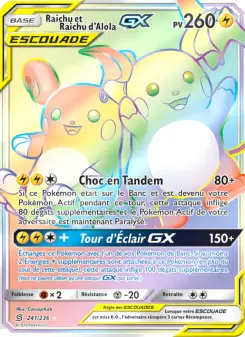 Carte Pokémon Raichu et Raichu d’Alola GX