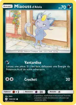 Photo carte Pokemon Miaouss d’Alola Éclipse Cosmique 128/236