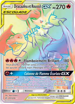 Carte Pokémon Dracaufeu et Roussil GX