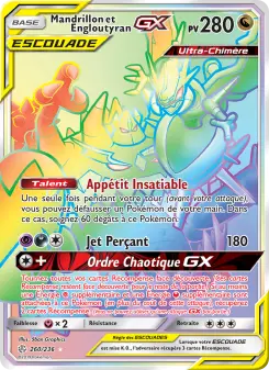 Carte Pokémon Mandrillon et Engloutyran GX