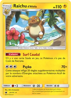 Photo carte Pokemon Raichu d’Alola Invasion Carmin 31/111