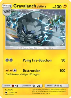 Photo carte Pokemon Gravalanch d’Alola Invasion Carmin 33/111