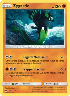Photo carte Pokemon Zygarde Lumière Interdite 72/131