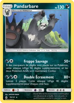 Photo carte Pokemon Pandarbare Lumière Interdite 78/131