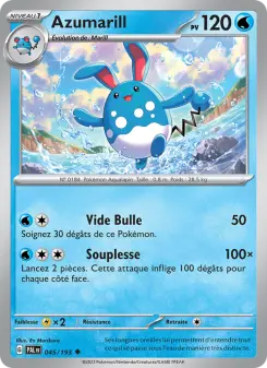 Photo carte Pokemon Azumarill Évolutions à Paldea 45/193