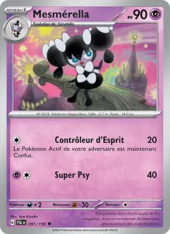 Photo carte Pokemon Mesmérella Évolutions à Paldea 91/193