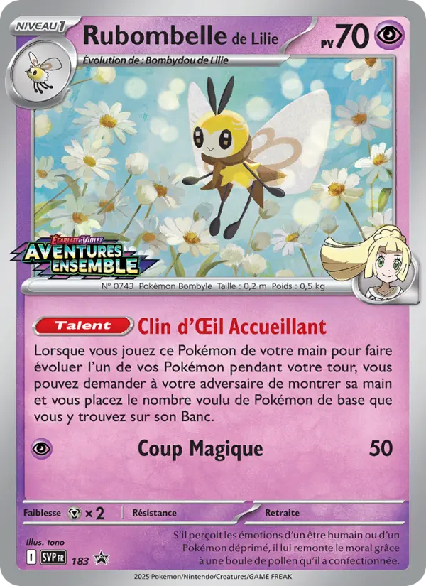 Scan HD carte Pokémon Rubombelle de Lilie 183/225 — SVP Black Star Promos