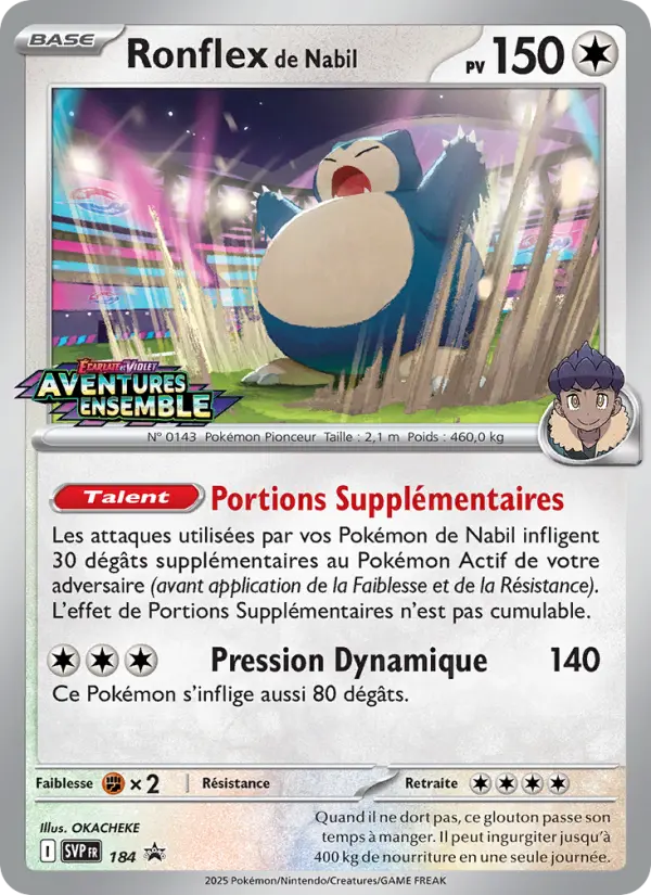 Scan HD carte Pokémon Ronflex de Nabil 184/225 — SVP Black Star Promos