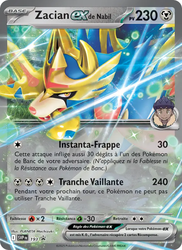 Scan HD carte Pokémon Zacian-ex de Nabil 193/225 — SVP Black Star Promos