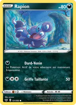 Photo carte Pokemon Rapion Épée et Bouclier 121/202