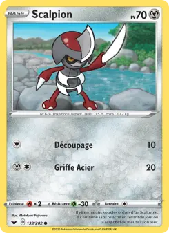 Photo carte Pokemon Scalpion Épée et Bouclier 133/202