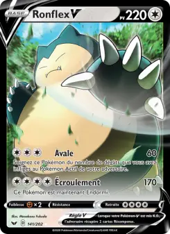 Photo carte Pokemon Ronflex V Épée et Bouclier 141/202
