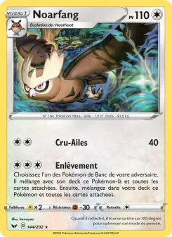 Photo carte Pokemon Noarfang Épée et Bouclier 144/202