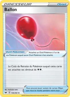 Photo carte Pokemon Ballon Épée et Bouclier 156/202