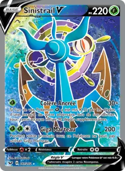 Photo carte Pokemon Sinistrail V Épée et Bouclier 187/202