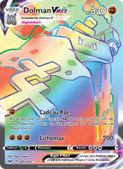Photo carte Pokemon Dolman VMAX Épée et Bouclier 205/202