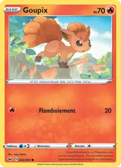 Photo carte Pokemon Goupix Épée et Bouclier 22/202