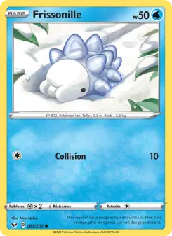 Photo carte Pokemon Frissonille Épée et Bouclier 63/202