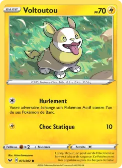 Photo carte Pokemon Voltoutou Épée et Bouclier 73/202