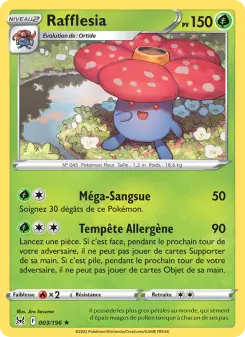 Photo carte Pokemon Rafflesia Origine Perdue 3/196