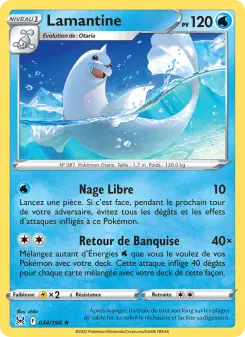 Photo carte Pokemon Lamantine Origine Perdue 34/196