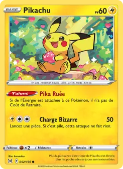 Photo carte Pokemon Pikachu Origine Perdue 52/196