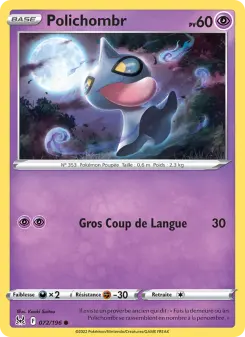 Photo carte Pokemon Polichombr Origine Perdue 72/196