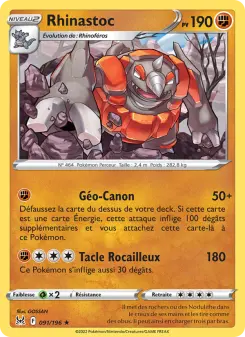 Photo carte Pokemon Rhinastoc Origine Perdue 91/196
