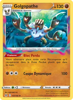 Photo carte Pokemon Golgopathe Origine Perdue 107/196