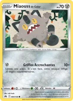 Carte Pokémon Miaouss de Galar