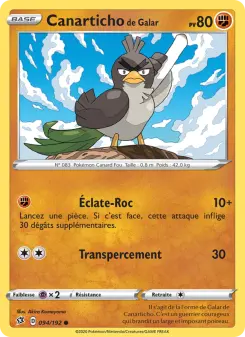 Carte Pokémon Canarticho de Galar