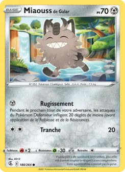 Carte Pokémon Miaouss de Galar