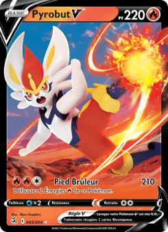 Photo carte Pokemon Pyrobut V Poing de Fusion 43/264